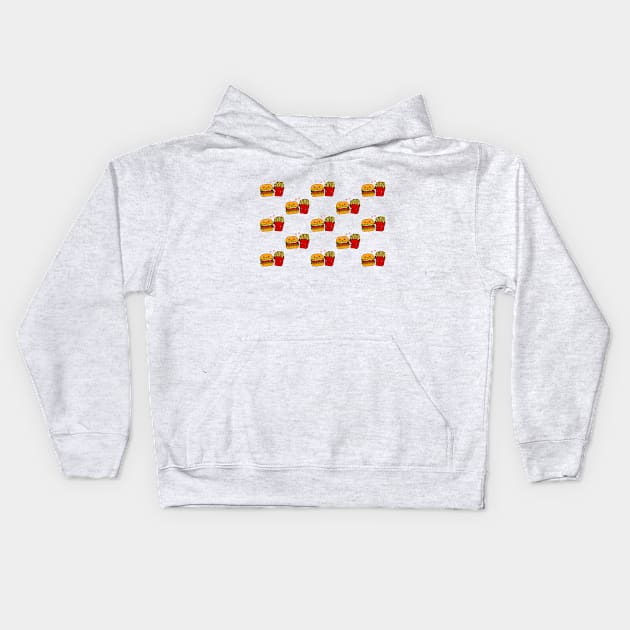 Cute Burger And Fries Kids Hoodie by LunaMay